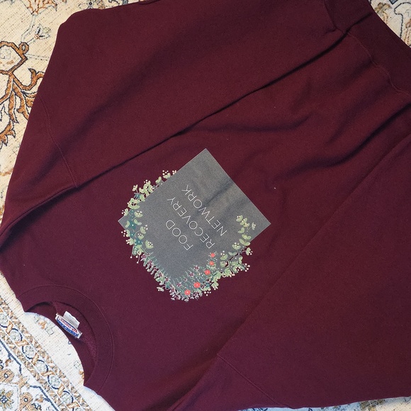 Hanes Food Recovery Network Burgundy Sweater with Graphic Design - Picture 1 of 6